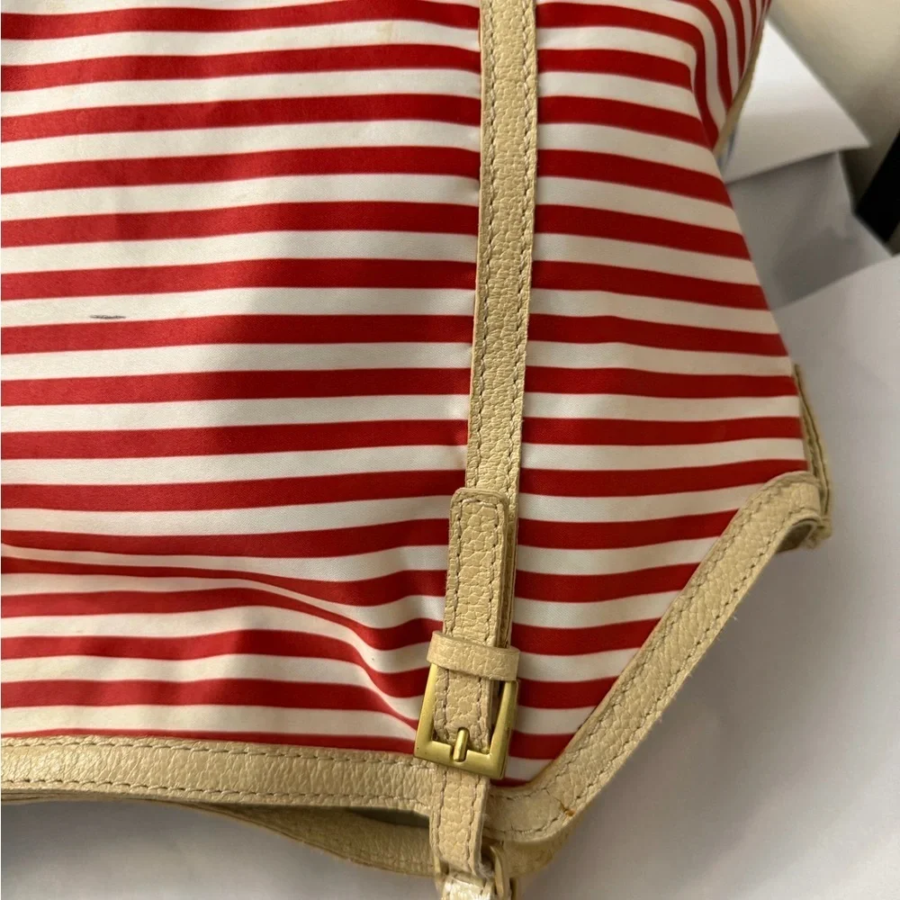 Kate Spade Red and Cream Striped Tote